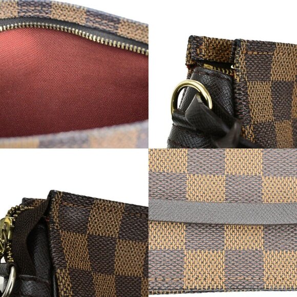 LOUIS VUITTON Trousse Makeup Hand Bag Damier Ebene Leather Brown - Picture 12 of 14